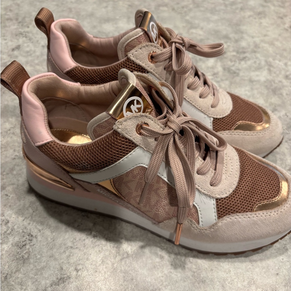 Michael Kors Pink and Rose  Sneakers with Rose Gold Accents